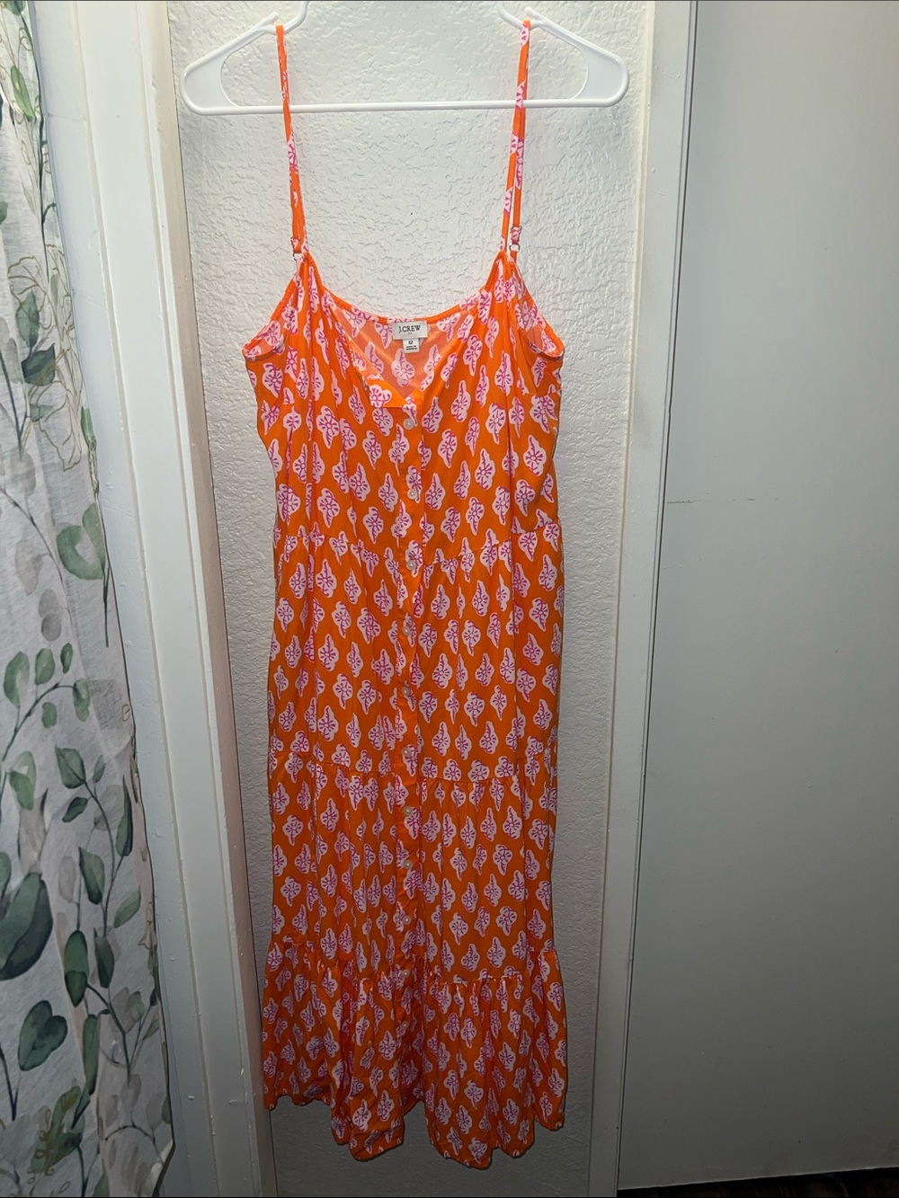 J. Crew Factory Tiered Orange Printed Maxi Dress